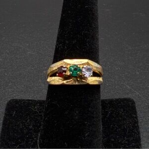 Sarah Coventry Gold Tone 3 Gemstones Ring Size 8